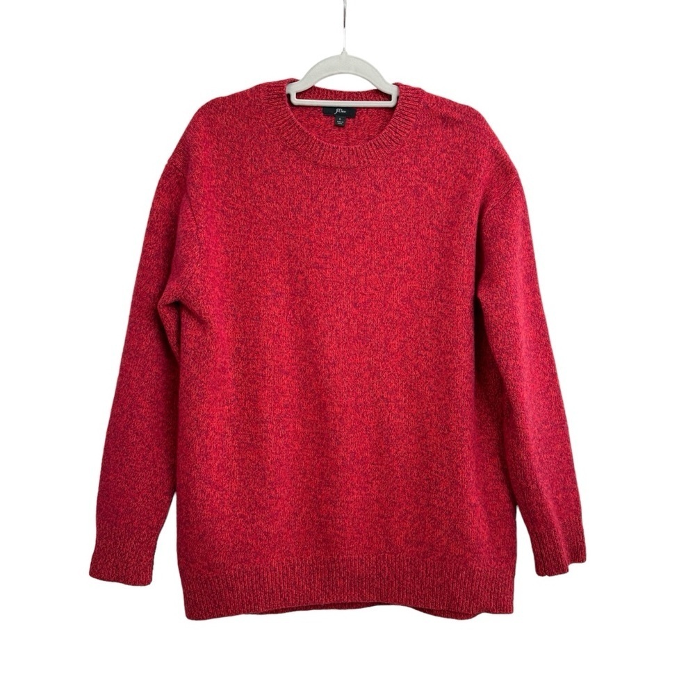 J.Crew red 100% Merino wool Sweater size Large Men’s Multi Crew Neck Knit